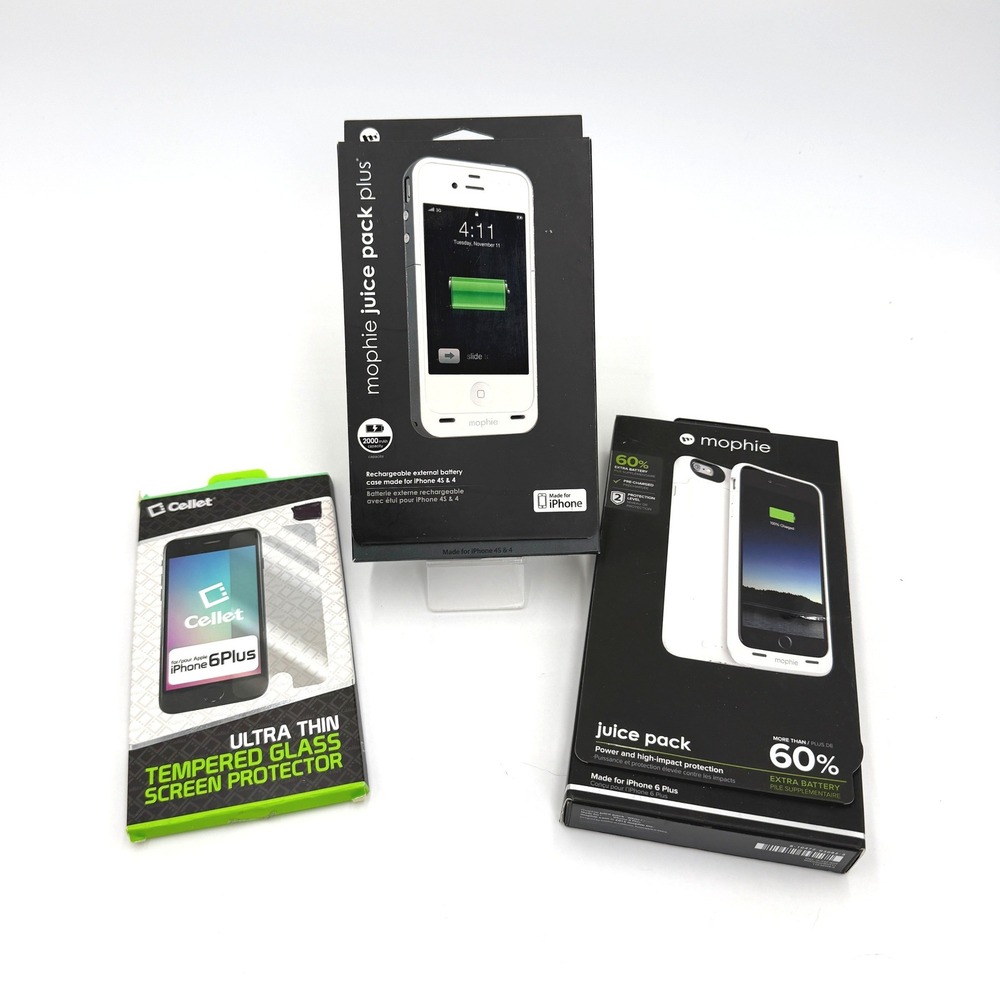 Mophie Juice Pack Battery Case Bundle iPhone 4 4S 6 Plus Cellet Screen Protector